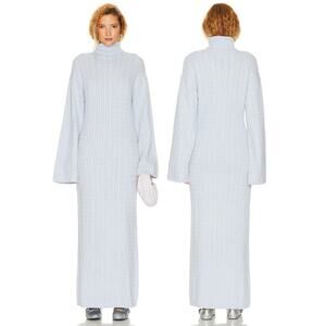 Helsa Shai Cable Knit Maxi Sweater Dress Turtleneck Merino Wool Cashmere Blend S